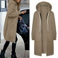thumbnail image 2 of Women's Jacket Warm Hooded Zip Up Coat Soft Lightweight Winter Fashion Top Casual Outerwear Comfortable, 2 of 8