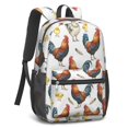 thumbnail image 2 of Rooster and Feather White Pattern 17" School Backpacks for Teens,Waterproof Oxford Fabric,S-Shape Padded Straps for School,Travel,Hiking,Camping, 2 of 6
