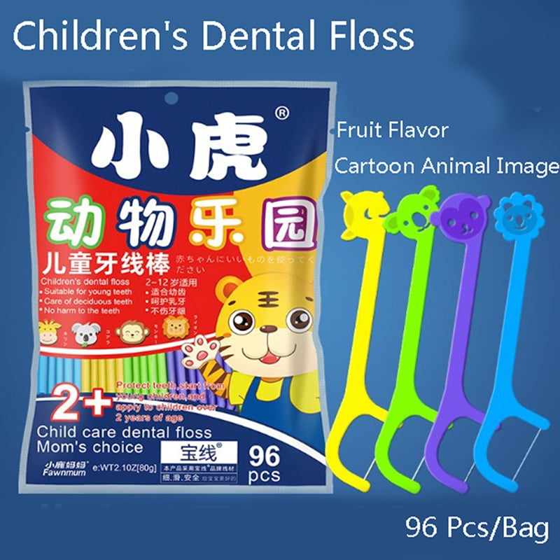 96×Kid Dental Floss Stick Flossing String Tooth Picks Flossers Teeth