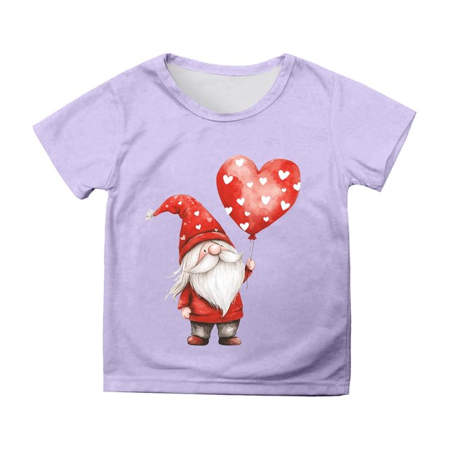 WEIYLL T-Shirts Fille Manches Courtes Imprimé Dessin Animé Col Rond Décontracté Violet Sortie Hauts 3-4 Ans