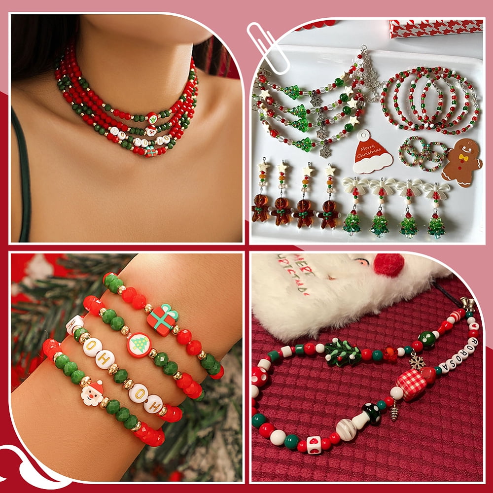 about 1510pcs Christmas Theme DIY Bracelet Making Kit Mixed Color 11x4mm Hole: 1.4mm about 1510pcs/box