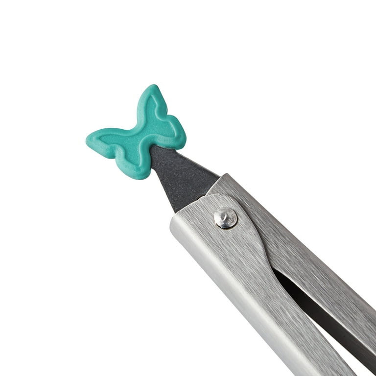 Turquoise Stainless Steel Tongs with Silicone Tips