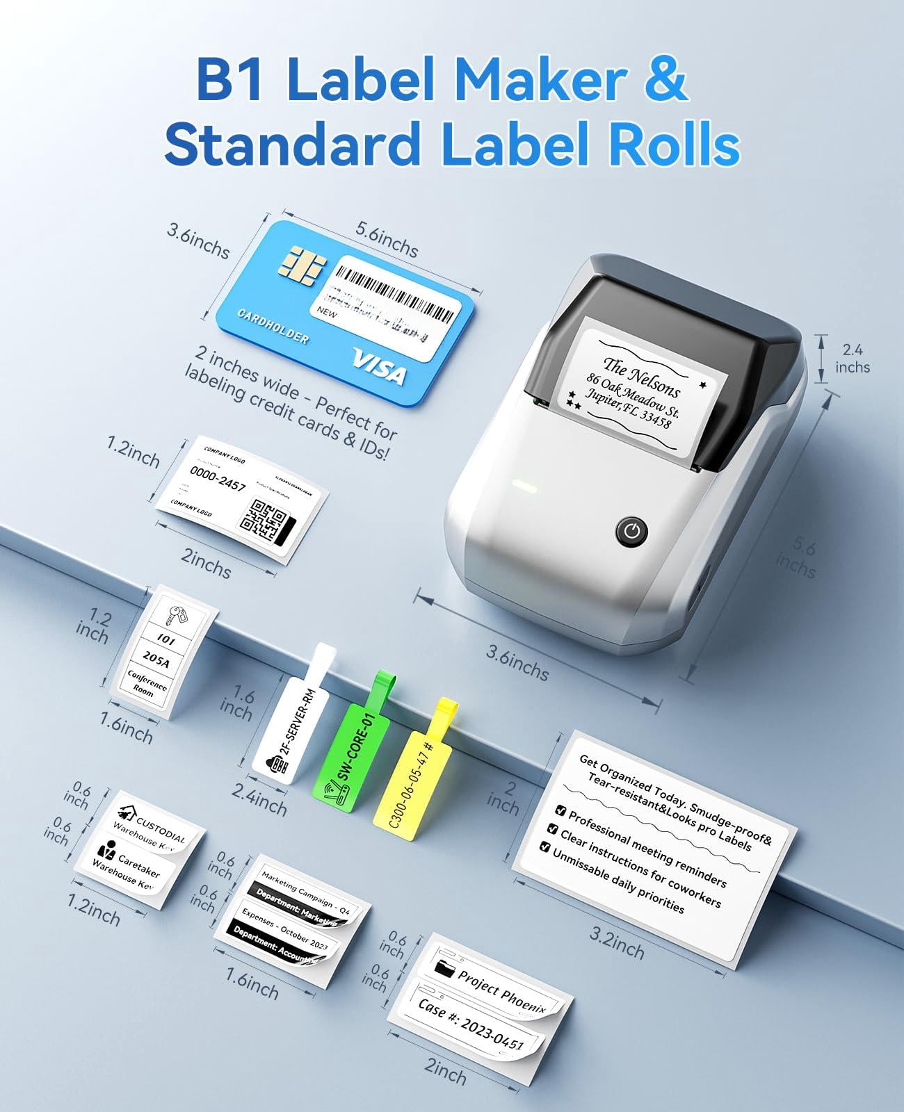 B1 Label Maker Machine  Thermal Printer Easy To Use For Office Home Business Came With 1 Roll White Label(sliver)