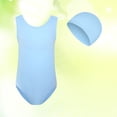 thumbnail image 3 of Coerni Girls One Piece Swimsuits Solid Color Ruched Bathing Suit for Tween Girls Hawaiian Athletic Swimwear with Matching Swim Cap, 3 of 4