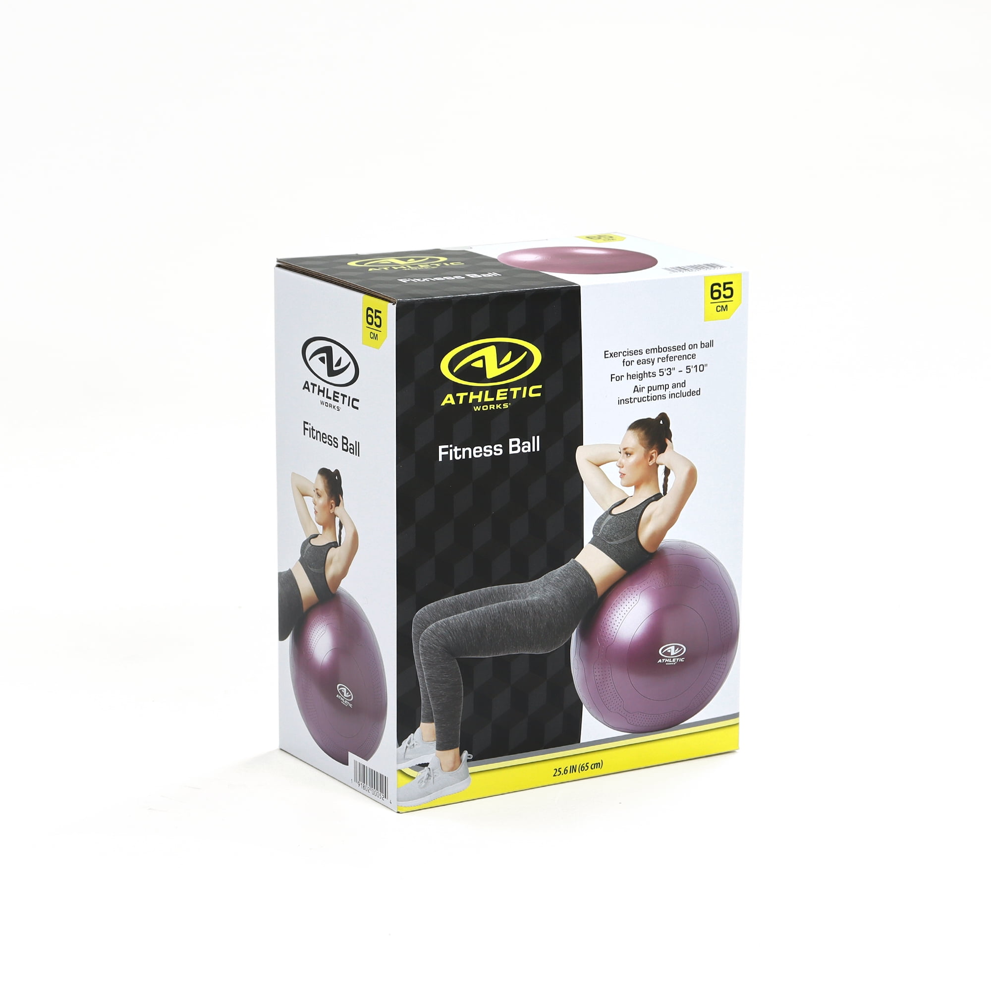 Athletic Works 65cm Yoga Ball, Anti-Burst, Exercises Poses Embossed