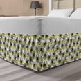 thumbnail image 1 of Floral Bed Skirt, Calendula Blossoms Flower Petals Spring Zigzags Geometric Concept, Elastic Bedskirt Dust Ruffle Wrap Around for Bedding Decor, 4 Sizes, Dark Grey and Yellow Green, by Ambesonne, 1 of 2