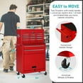 thumbnail image 6 of Aukfa Tool Chest, 2in1 Steel Rolling Tool Box & Cabinet On Wheels for Garage, 8-Drawer, Red, 6 of 23