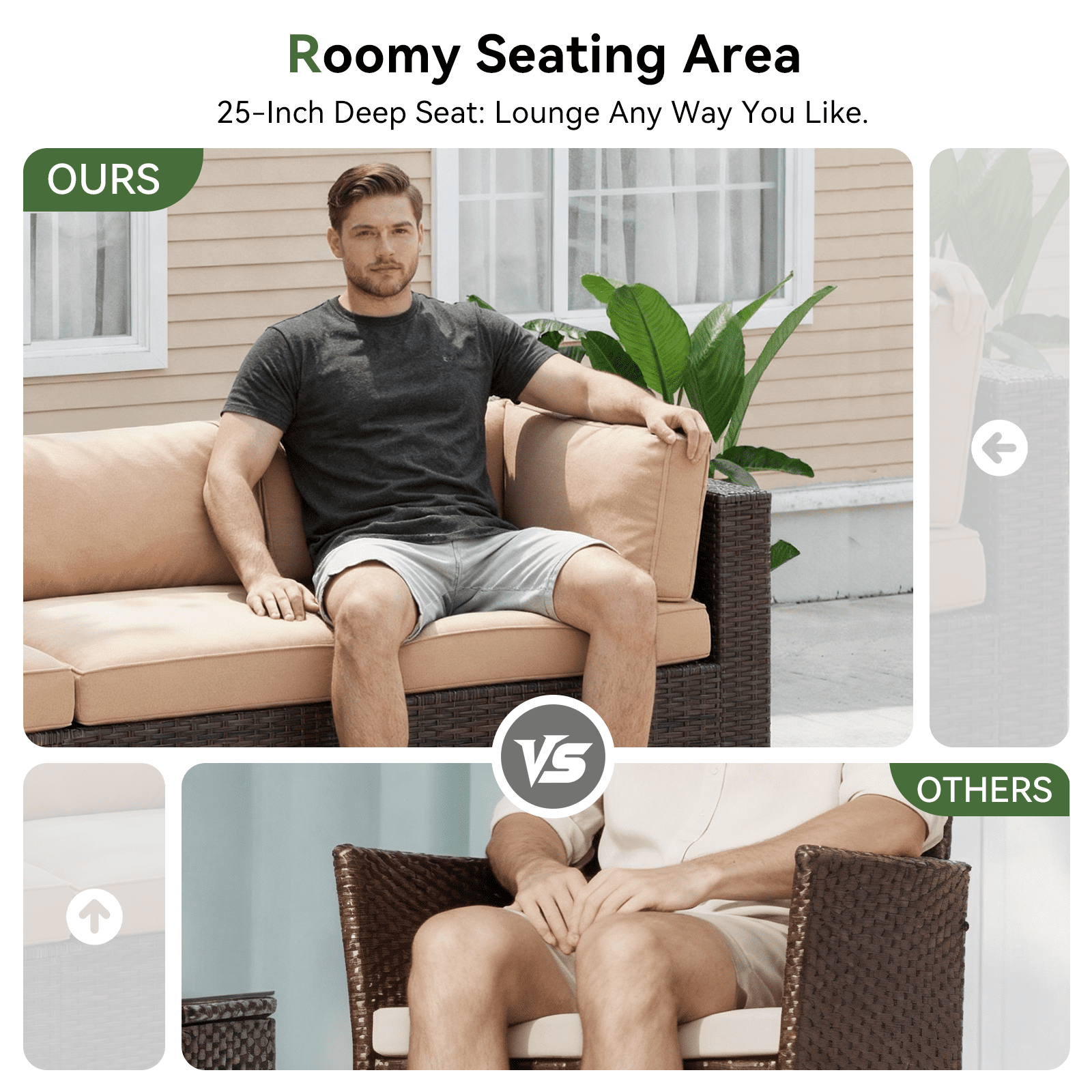 Dateyes 10-Piece Outdoor Patio Sectional Sofa Set, All-Weather Wicker Rattan Furniture with Coffee Table & Waterproof Cover (Beige)