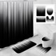 thumbnail image 1 of Juego de 4 cortinas de ducha con degradado rojo y negro con alfombras y tapa de inodoro, juego de baño de tela impermeable simple y moderno, juego de decoración de baño abstracto gótico con rayas, 1 of 6