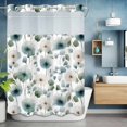 thumbnail image 2 of Retro Dandelion No Hook Shower Curtain with Snap in Liner Watercolor Sage Blue White Dandelions Eucalyptus Waterproof Bathroom Shower Curtain with See Through Top Window for Bathtub 72" x 84", 2 of 9