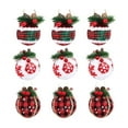 thumbnail image 2 of YIMWNYI 9Pcs Christmas Cloth Bag Foam Decorative Hanging Ornaments, Red Plaid Tree Decorations, Festive Holiday Decor for Home, Party, and Shopping Mall, 2 of 6