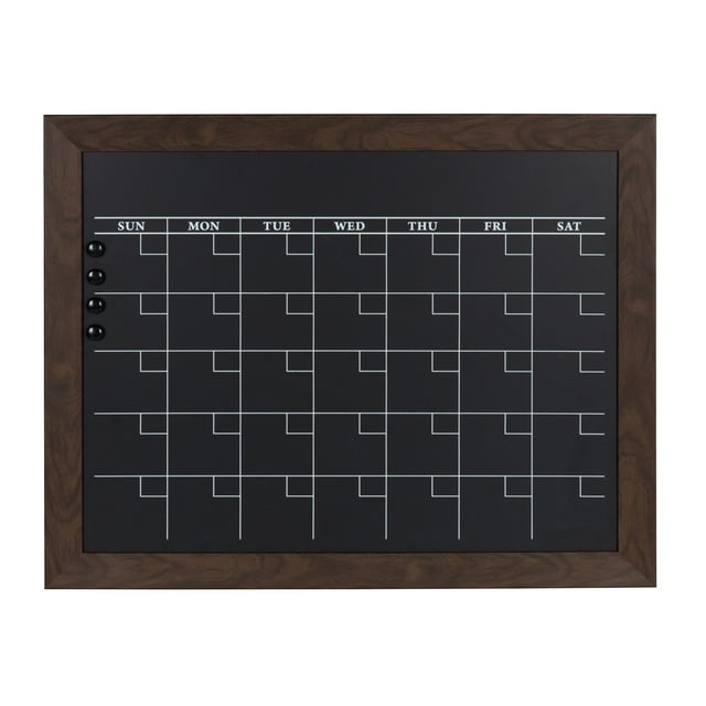 DesignOvation Beatrice Tableau à Craie Magnétique Encadré Calendrier Mensuel, 23x29, Brun Noyer