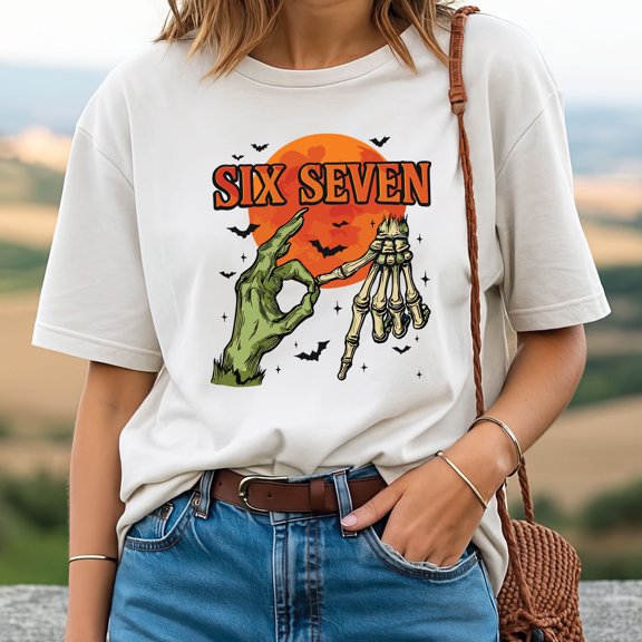 Six Seven 67 Skeleton Hands Halloween T-Shirt
