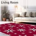 thumbnail image 2 of ODIKA 5'x7' Machine Washable Non-Slip Area Rug, Frosty Snowflake Wonderland Charm Enchanted Magical High Traffic Rug, Red, 651548, 2 of 7