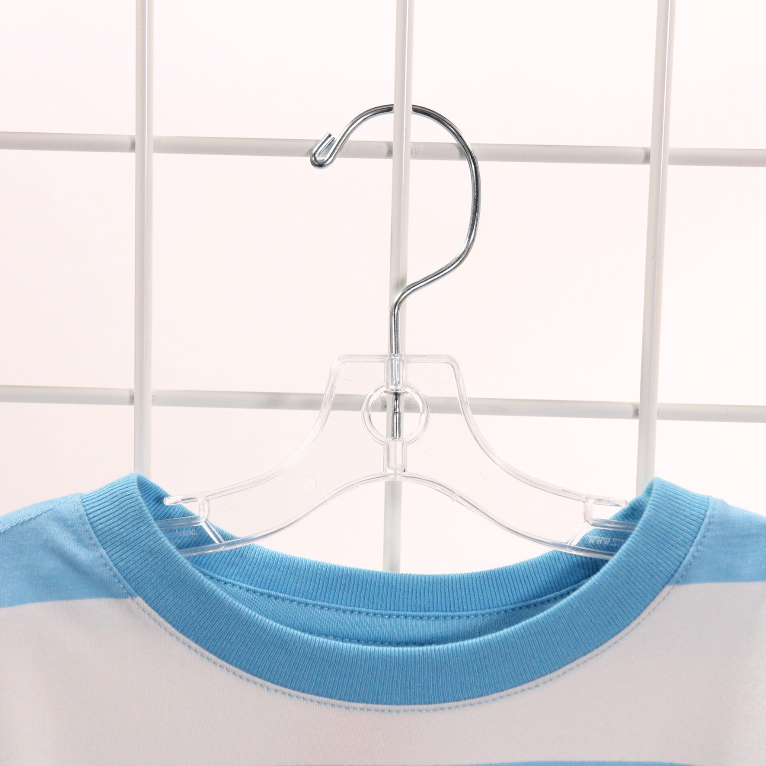 SSWBasics 10 Inch Clear Plastic Children's Dress Hangers - Case of 100 | Clear Plastic Hangers with Swivel Hook for Kids' Clothing | Durable Retail Hangers
