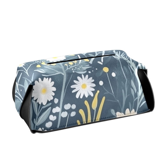 Wildflower Fabric Design Tissue Box Cover Leather Square Rectangle Tissue Box Holder for Bathroom Living Room Desk Office Decor