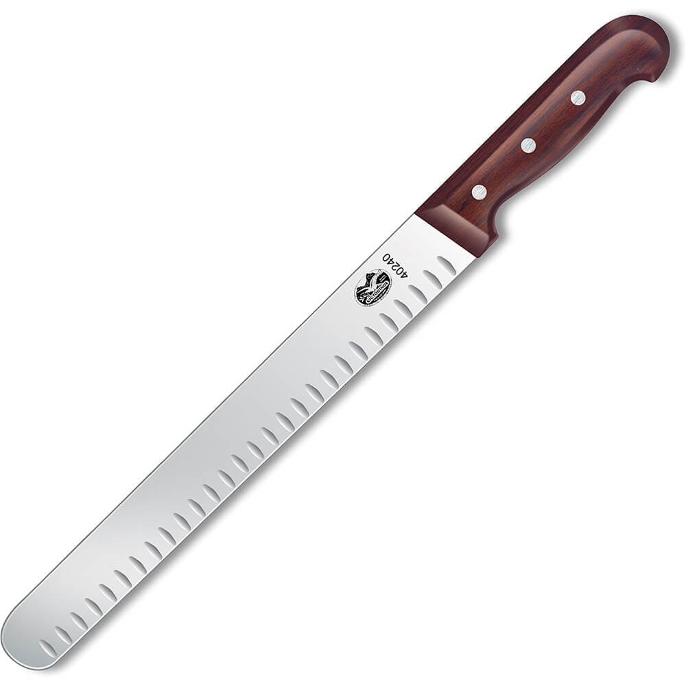 Victorinox 12" Slicing Knife, Granton Edge, 1.5" Wide, Maple Wood