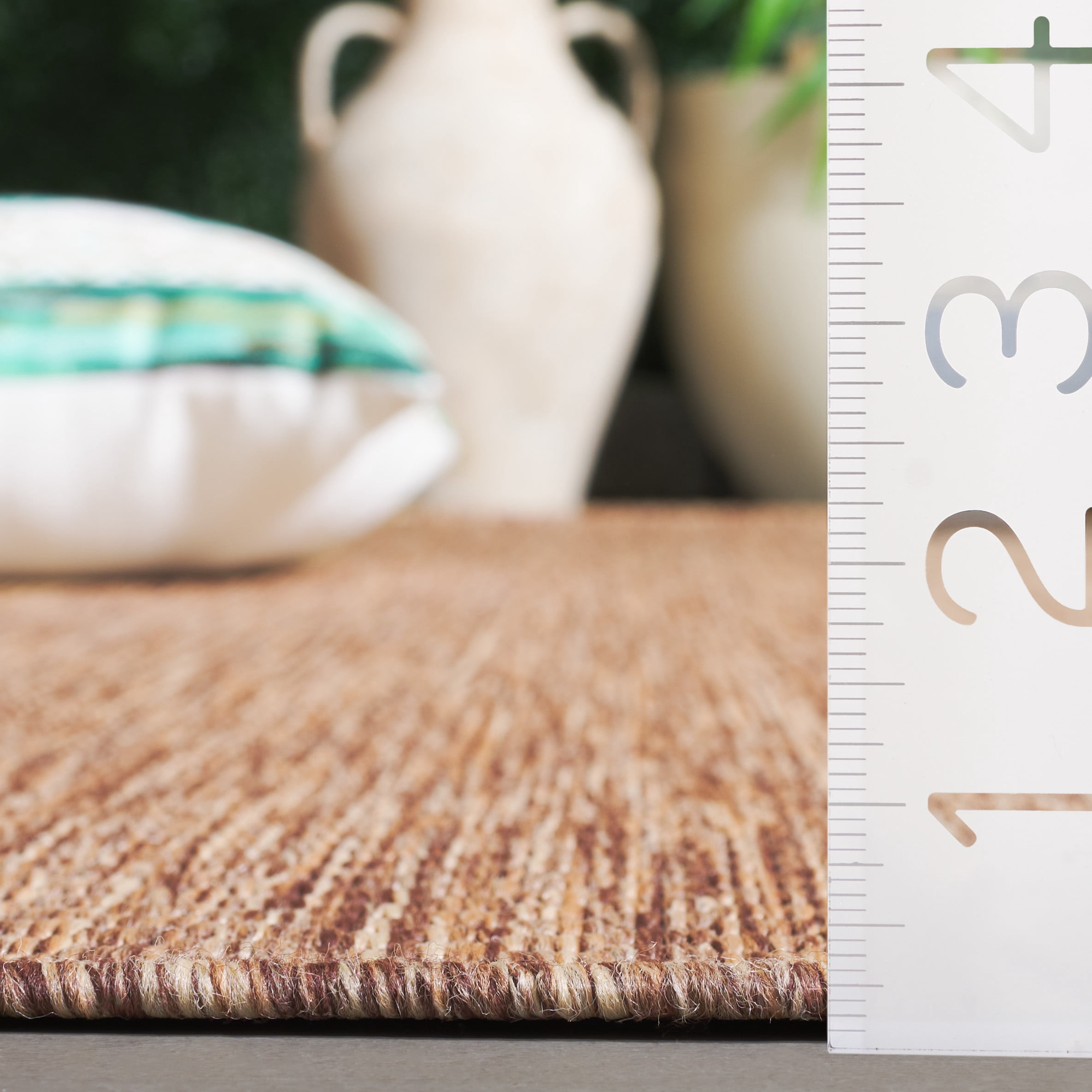 SAFAVIEH Beach House Jacinth Solid Indoor/Outdoor Area Rug, Brown, 4' x 6'