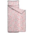 thumbnail image 2 of White Cat and Flower Pink Pattern Teens Toddler Nap Mat with Pillow, Sleeping Mat Bag for Preschool Daycare 59"x22", 2 of 6