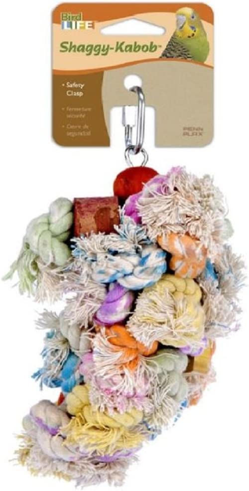 Penn Plax Shaggy Kabob Bird Toy for Cockatiels and Medium Birds