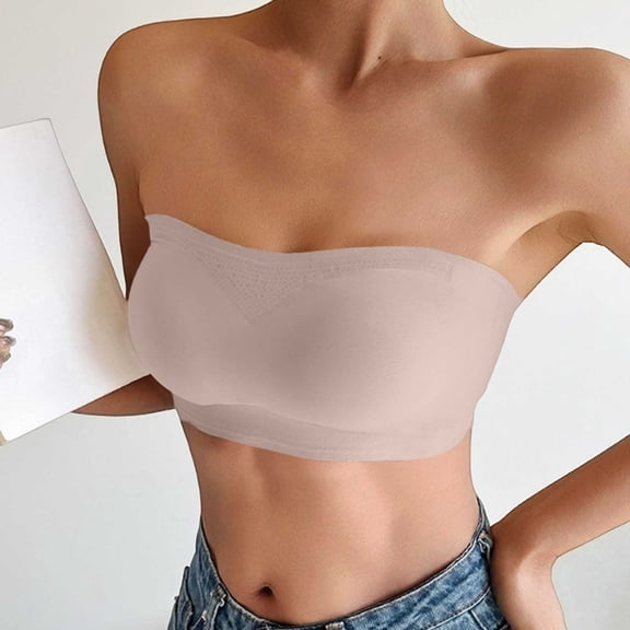 Plus Size Bras for Women Strapless Seamless Jelly Push Up Bra No Underwire Invisible Molded Cups