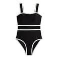 thumbnail image 3 of ZXLBBD Girls' Swimwear Striped Tummy Control One Piece Bathing Suits Casual for and Kids Youth Lightweight Summer Beachwear, 3 of 7