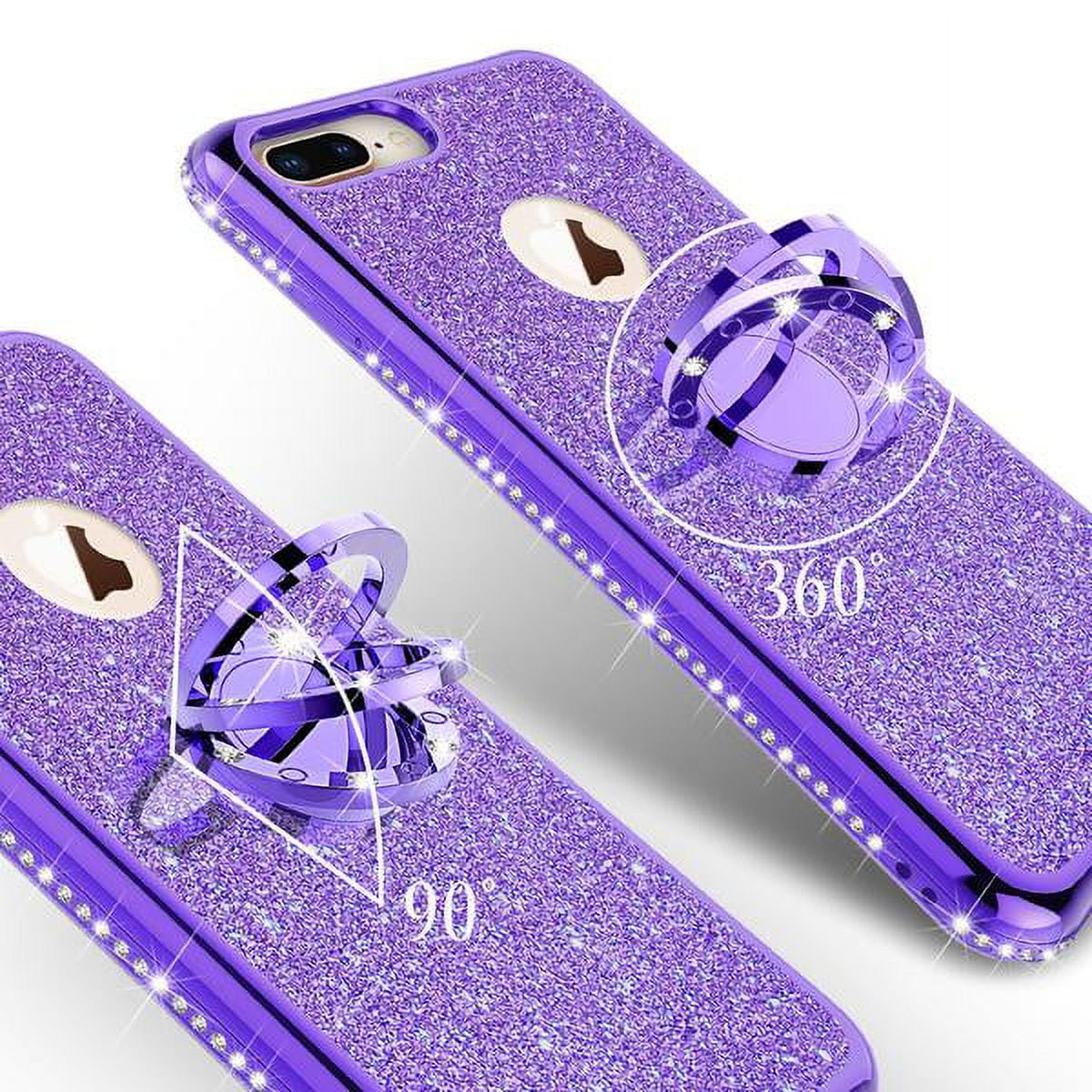 Coverlab Iphone 7 Plus Case, Iphone 8 Plus Case, Liquid Floating Quicksand Glitter Phone Case Girls Kickstand,bling Diamond Bumper Ring Stand Protecti