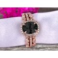 thumbnail image 4 of 3 Carat Oval Cut Black Diamond Moissanite Engagement Ring 10k Rose Gold With Art Deco Vintage Looking Matching Wedding Band, 4 of 5