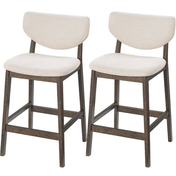 TrumanPick 26" Bar Stools Set of 2, Counter Height Bar Stools, Breakfast Bar Stools Kitchen Barstools, Dining Room Chairs Bar Chairs with Back for Kitchen Island, Apartment, Beige