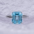 thumbnail image 5 of Emerald Cut Lab Created Sky Blue Topaz and Moissanite Solitaire Wedding Ring in 925 Sterling Silver – December Birthstone Cocktail Ring – Unique Statement Gift for Women, 5 of 8