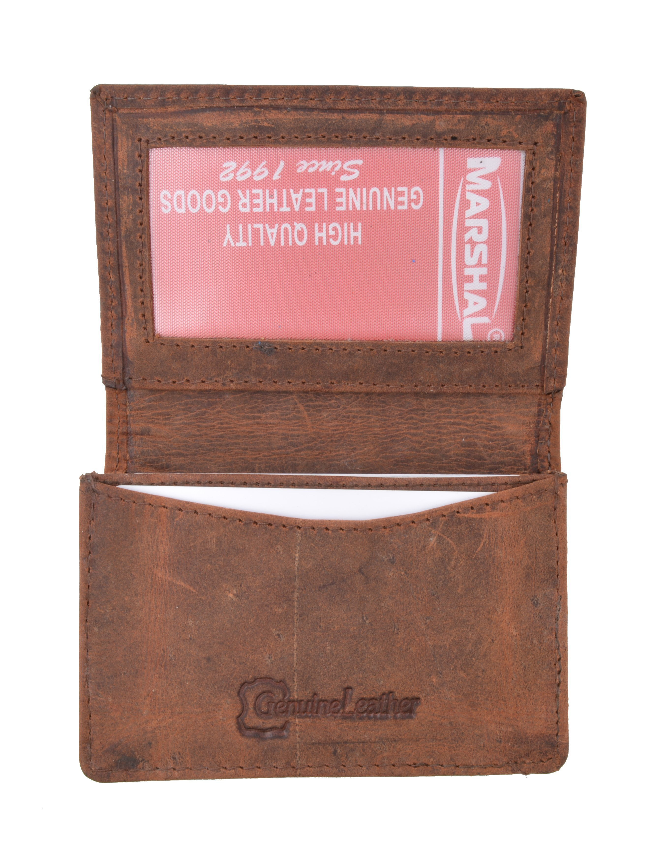 100/% Genuine Leather Slim Bifold Wallet RFID Blocking Business Card Holder