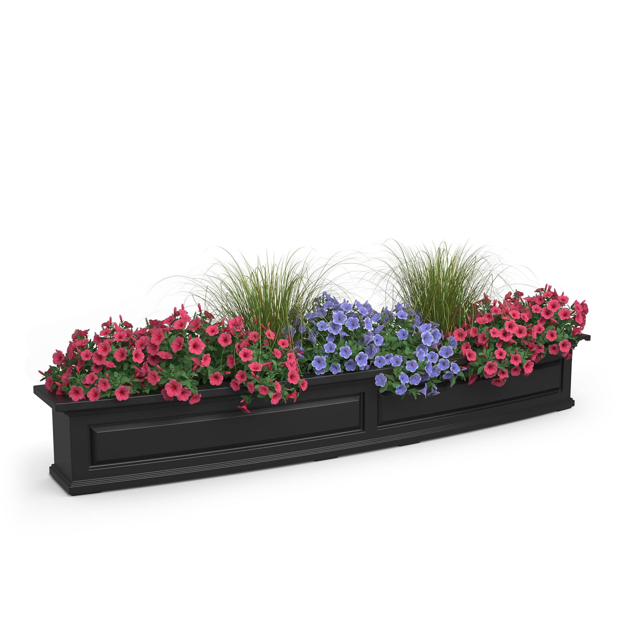 Mayne Nantucket 72" x 12" x 10" Rectangle Black Self Watering Plastic Window Box Planter