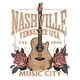 thumbnail image 2 of Nashville Tennessee Music City Graphic T-Shirt - Women's Black Washed Tee with Guitar & Floral Print, Round Neck Short Sleeve, Casual Spring/Summer Top, 2 of 7