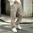 thumbnail image 2 of Edvintorg Boys Cargo Pants Outdoor Elastic Waisted Loose Casual Workout Hiking Pant with Pocket Boys Fashion Size 5-15, 2 of 7