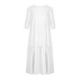 thumbnail image 6 of Casual Dresses for Women Crewneck Short Sleeve Ruffle Tiered Long Dress Solid Comfy Summer Flowy Plus Size Dress, 6 of 9
