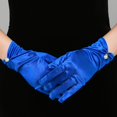 thumbnail image 3 of 1 Pair Retro Smooth Satin Bride Gloves Faux Pearls Decor Pleated Cuffs Solid Color Vintage Wedding Gloves, 3 of 10