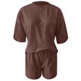 thumbnail image 4 of RMGVDSD 2 Piece Sets For Women Casual Tracksuits Short Sleeve Crewneck Tops And Shorts 2025 Loungewear Outfits Cozy Pajamas Sweatsuit Set, 4 of 5