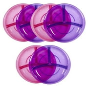 Nuby Section Plates, 6 Pack (Pink/Purple)