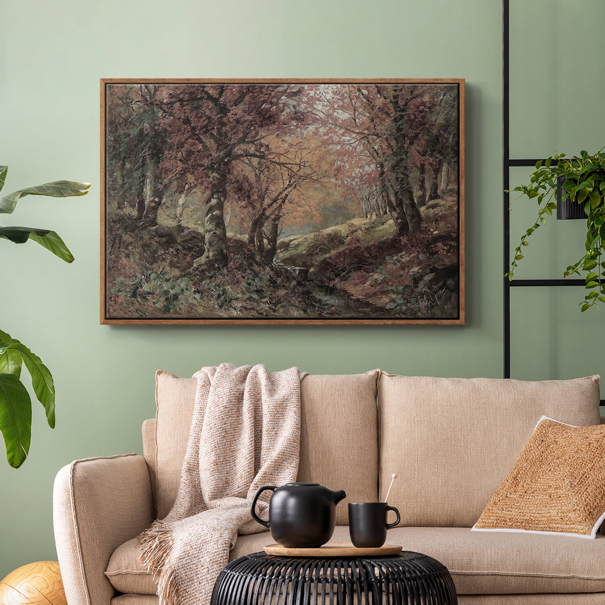 Vintage Landscape-CCCXCI By Wexford Home Framed in Walnut Wood Gallery Wrapped Canvas 25 in. x 37 in.