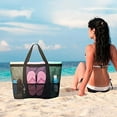 thumbnail image 3 of Hyasfey Mesh Beach Bag with Zipper Large Capacity Beach Tote Foldable Design Waterproof Sand-proof Pool Bag with Pockets, 3 of 8