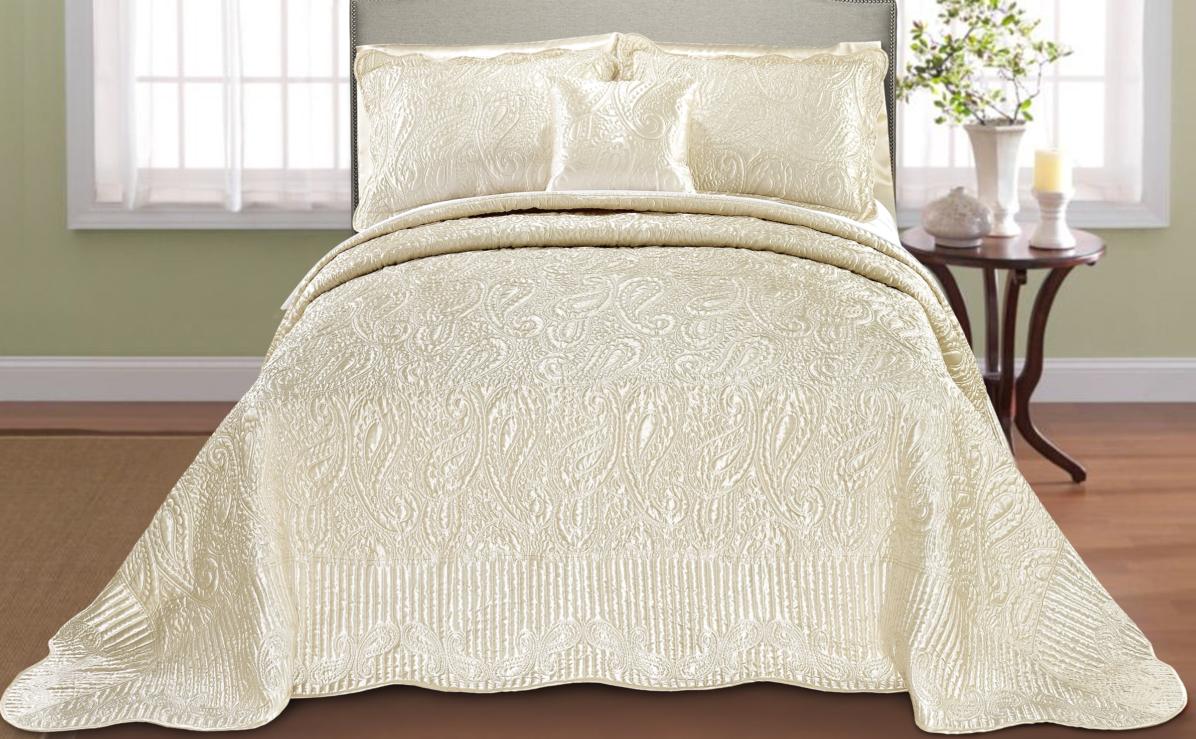 Quilted Satin Bedspread Set 
