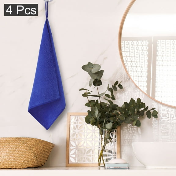 PiccoCasa Home Microfiber Water Absorbent Bath Towel Washcloth 12"x12" Blue 4Pcs