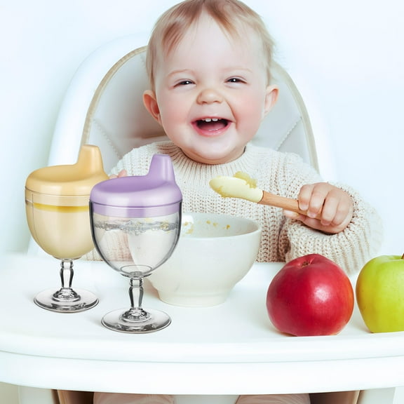 Amosfun Non Spill Baby Water Bottle Yellow Pp 2Pcs Toddler Cups Controlled Liquid Amount