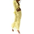 thumbnail image 5 of Biekopu Women’s Two Piece Summer Outfits, Tie-up Front Sheer Mesh Tops and Long Skirt Set, 5 of 6