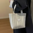 thumbnail image 6 of Usloyux Under $5 Women's Canvas Tote Bag, Striped Shoulder Handbag Purse, Commuter Bookbag Classroom Bag, Fabric Shopping Tote, Lightweight Everyday Carry Bag, 6 of 6
