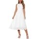 thumbnail image 1 of Vestido de verano sin mangas para mujer Inspire Chic, vestido midi en línea A, vestido casual de algodón con cuello redondo, color blanco, 1 of 6