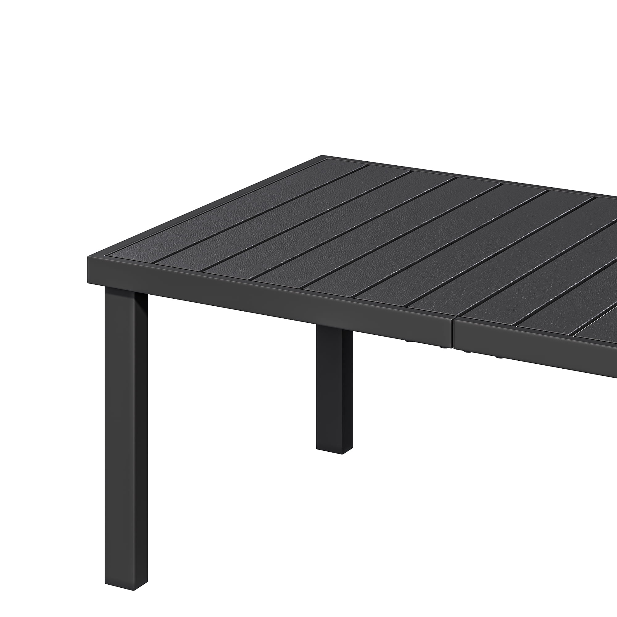 Uforic Patio Dining Table, Rectangular Table for 6, Rust-Resistant Table for Outdoor, Black