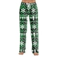 thumbnail image 5 of Dwralegc Christmas Pajama Pants Women Cute Xmas Holiday Elastic Waist Bottoms Casual Drawstring Comfy Pj Pant Wide Leg Lounge Winter Pants with Pockets Army Green M, 5 of 7