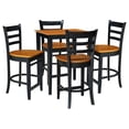 thumbnail image 3 of 30'' Square Solid Wood Counter Height Dining Table with 4 Emily Ladder Back Counter Height Stools in Black/Cherry, 3 of 4