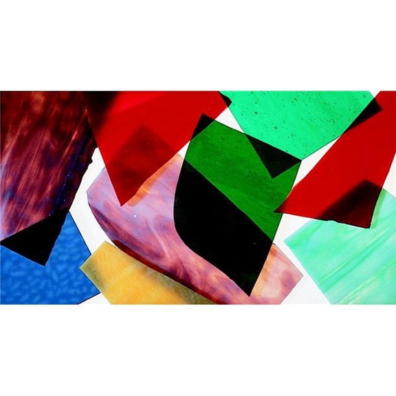 School Specialty Stained Cathedral Glass, Average 4" x 4", Transparent, 5 Pounds